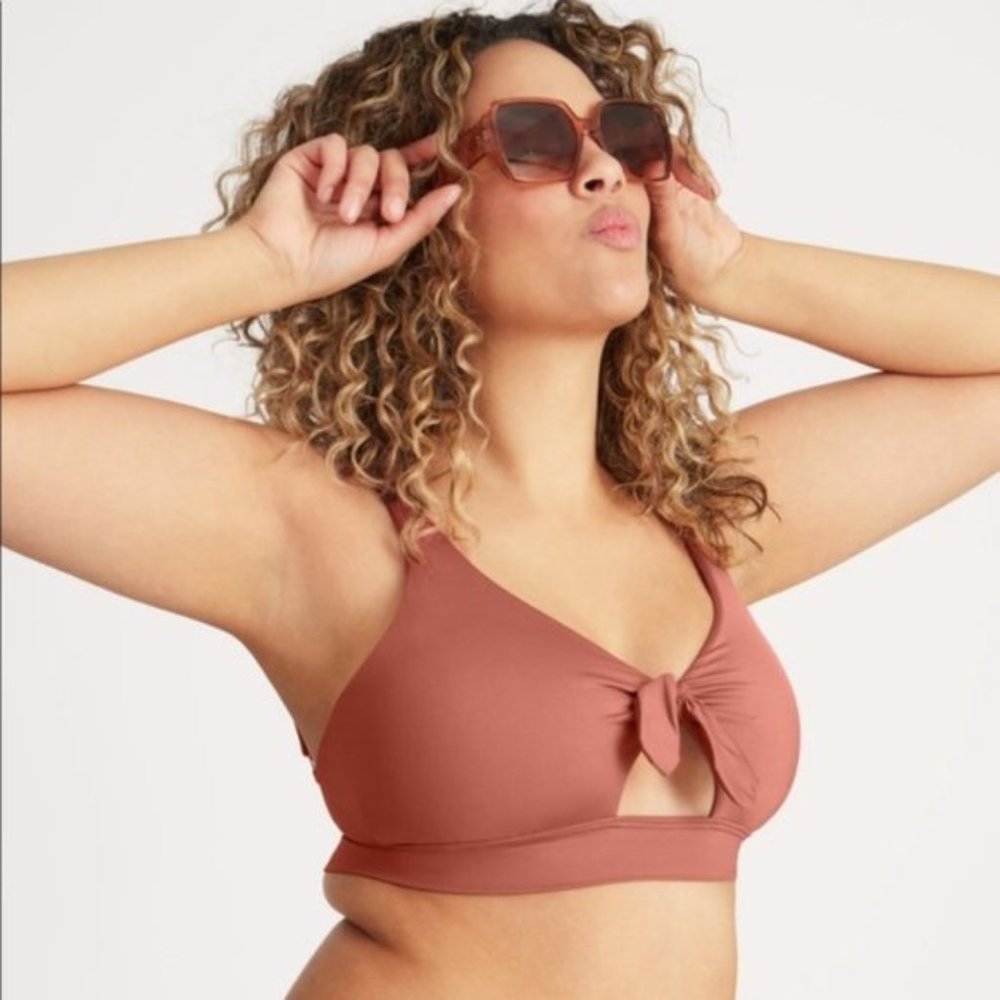 Knix Bronzed Coral Peekabo Swim Top